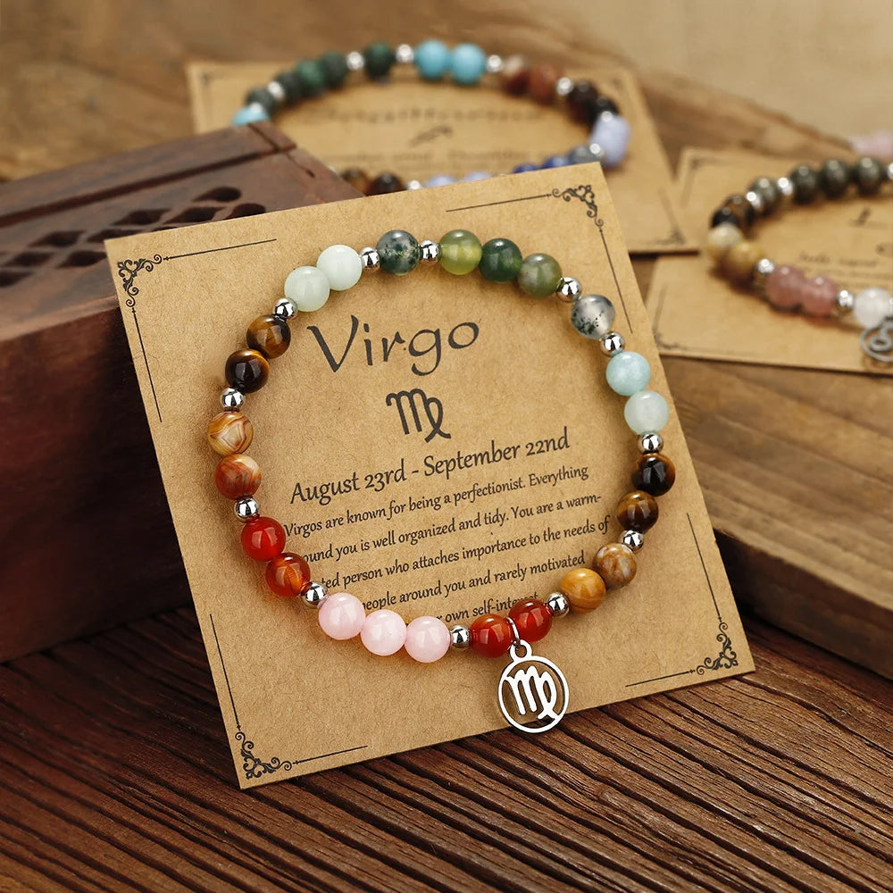CELESTIAL HARMONY: 8-PLANET 12 CONSTELLATION BRACELET BY RAMODO JEWELRY – NATURAL STONE HEMP STONE, 19MM ZODIAC-INSPIRED ACCESSORY